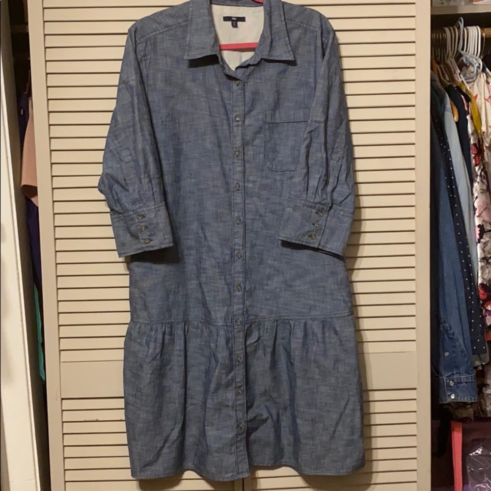 Denim Dress with Ruffle Detail